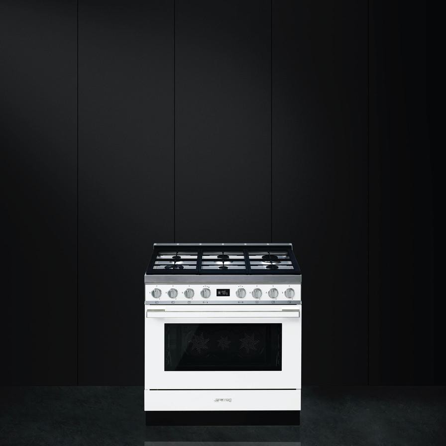 Smeg Freestanding Portofino 6-Burner Gas Cooker, CPF9GMWH (90 x 90 x 60 cm)