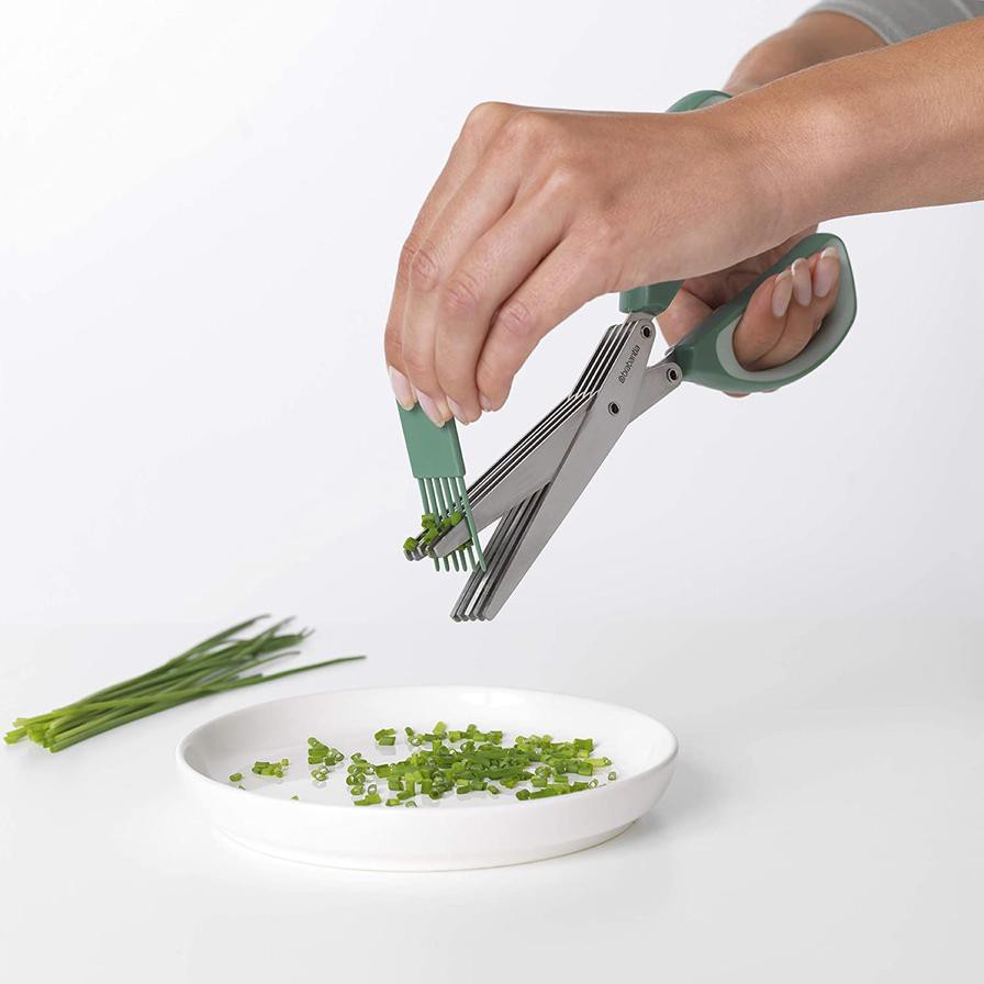 Brabantia Tasty+ Stainless Steel Herb Scissors W/Cleaning Tool (1.9 x 7.9 x 22.2 cm)