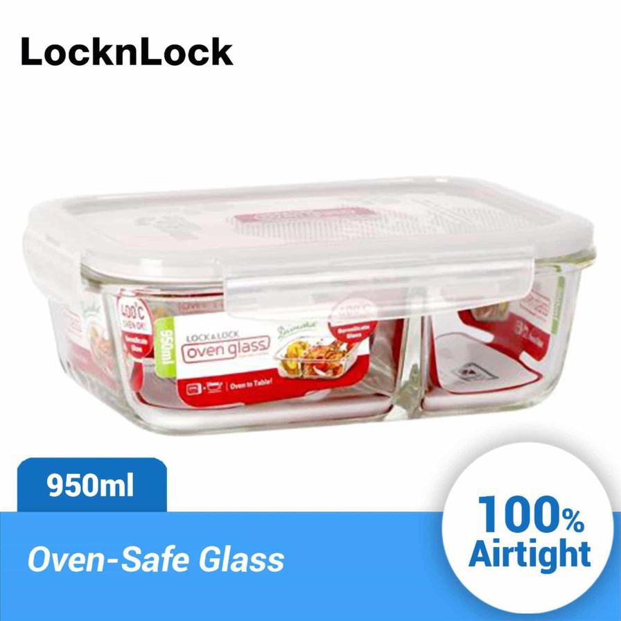 Lock & Lock Glass Container W/Divider (950 ml)