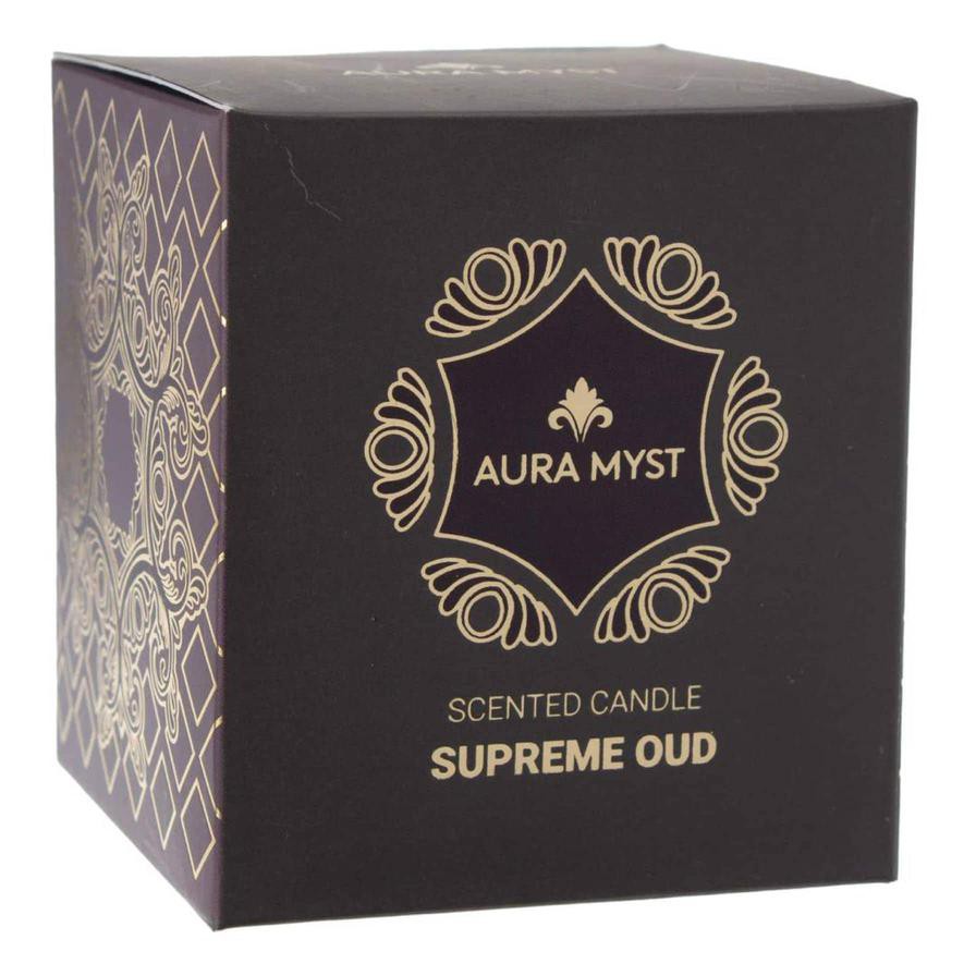 Aura Myst Glass Jar Candle W/ Lid (198 g, Supreme Oud)