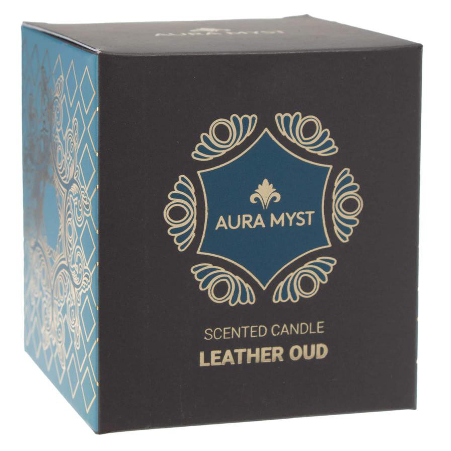 Aura Myst Glass Jar Candle W/ Lid (198 g, Leather Oud)