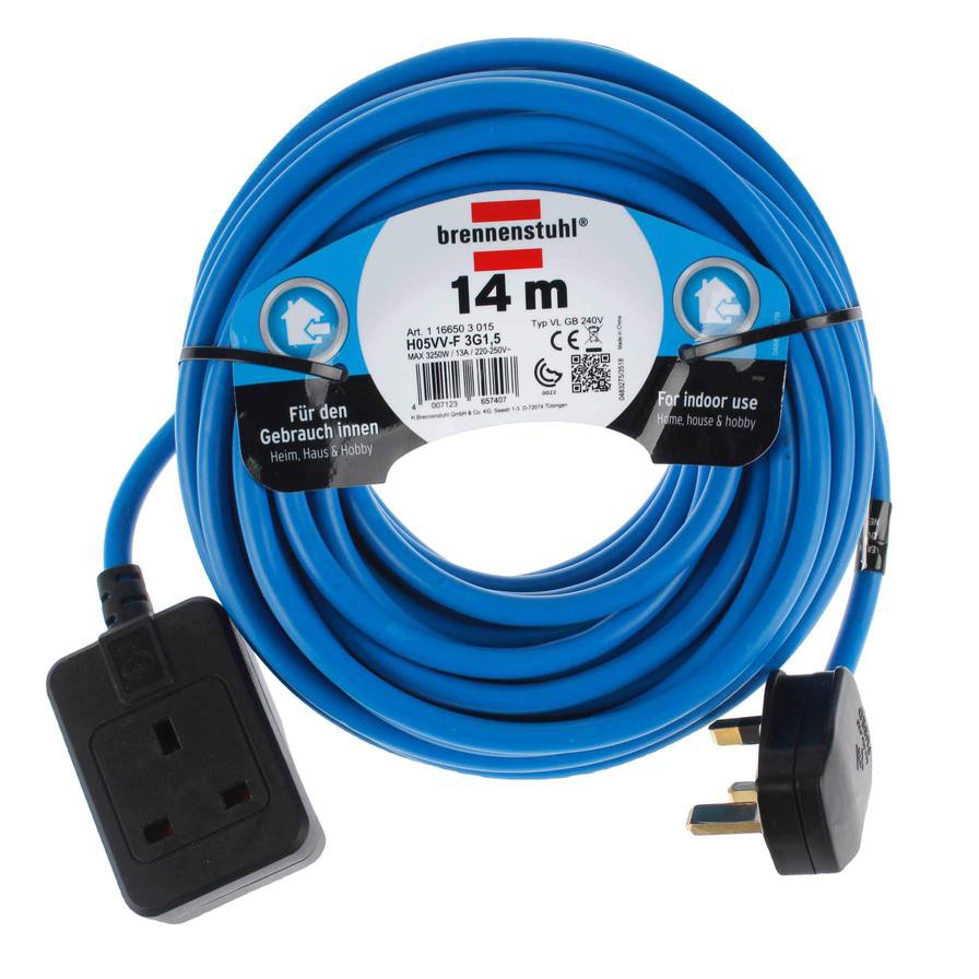 Brennenstuhl Extension Cable (240 V, 14 m, Blue)