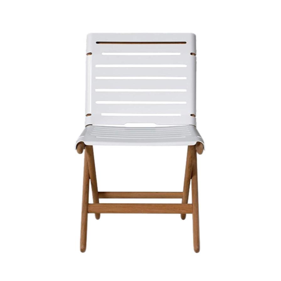 AT800 Aluminum & Teak Wood Dining Side Chair Maiori (100 x 45 x 83 cm, White & Natural)