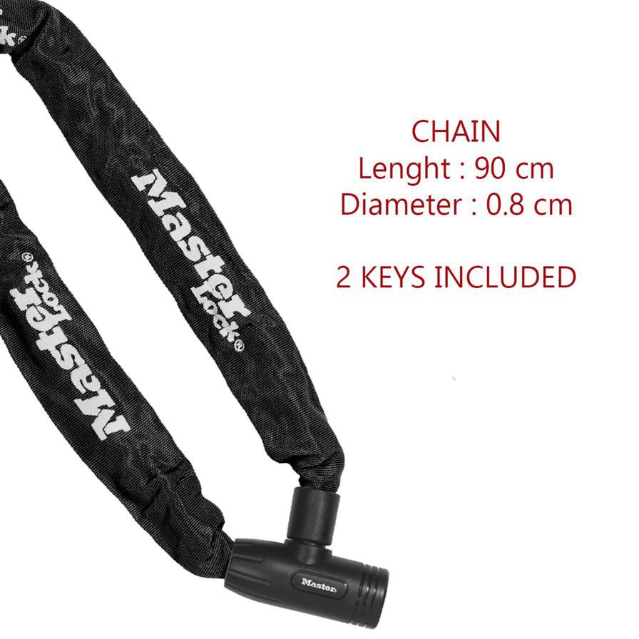 Master Lock Hardened Steel Bike Chain Lock W/Keys (90 x 0.8 cm)