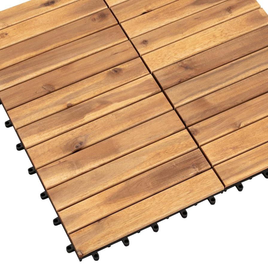 Acacia Floor 6-Slats Deck Tile (30 x 30 x 2 cm, 10 pcs)