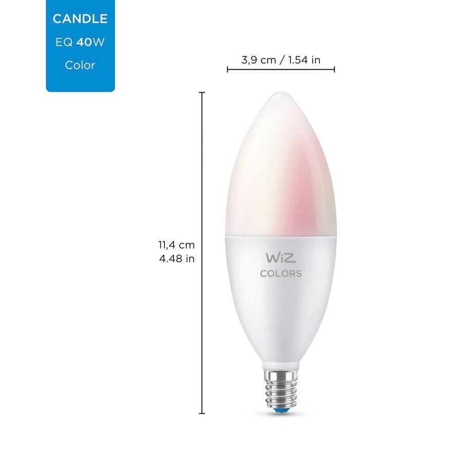 Wiz Wi-Fi C37 E14 LED Candle Bulb (3.9 W, Colored, 3 Pc. Bundle)