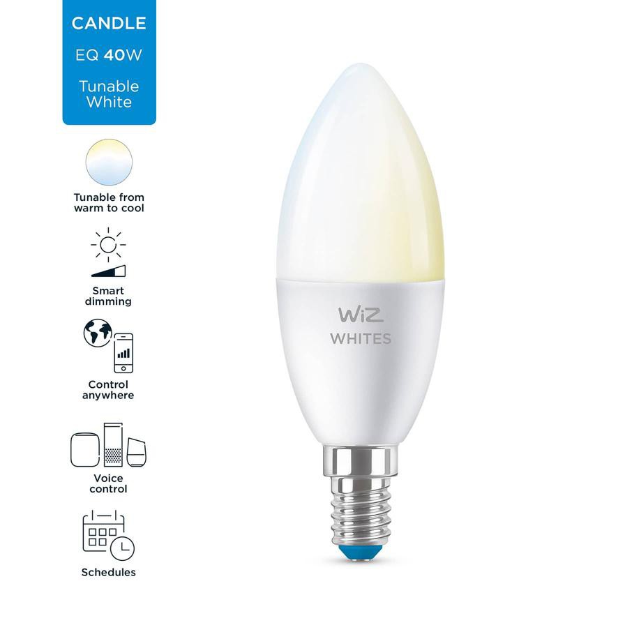 Wiz Wi-Fi C37 E14 LED Candle Bulb (White) + Wiz Wizmote Remote Control Gen II