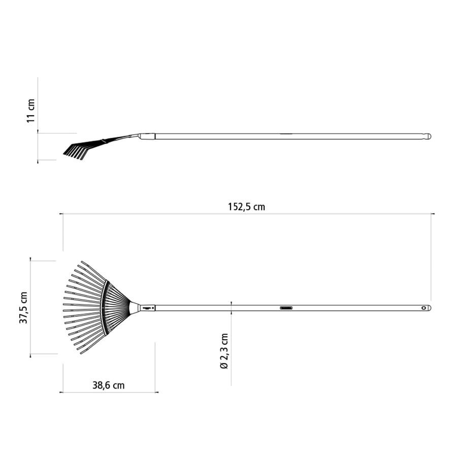 Tramontina Steel Leaf Rake W/18 Teeth & Handle (120 cm)