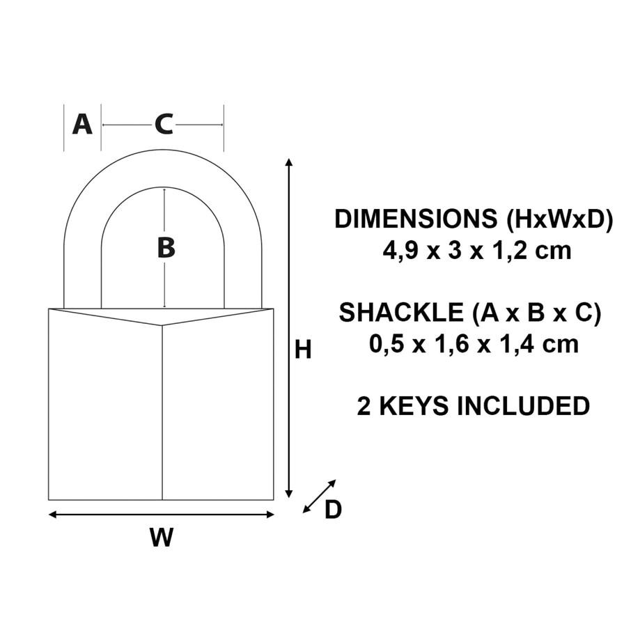 Master Lock Brass Key Padlock W/Keys (4.9 x 3 x 1.2 cm)