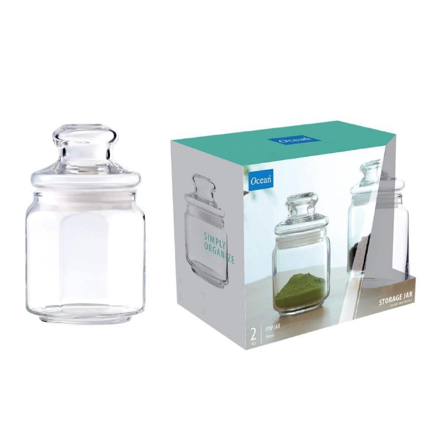 Ocean Glass Pop Jar Set (500 ml, 2 Pc.)