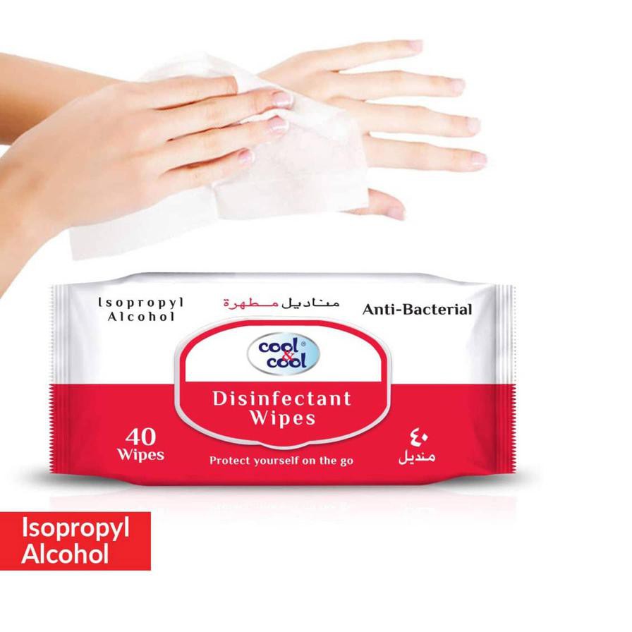 Cool & Cool Disinfectant Anti Bacterial Wipes (40 Wipes)