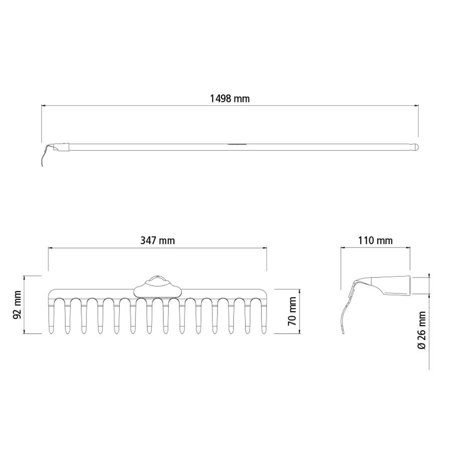 Tramontina Steel Light Garden Rake W/14 Teeth (145 cm)