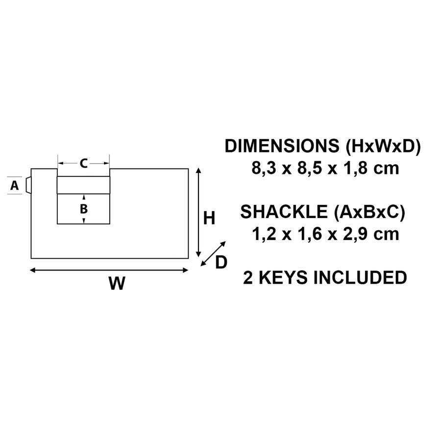 Master Lock Laminated Steel Padlock W/Keys (8.3 x 8.5 x 1.8 cm)