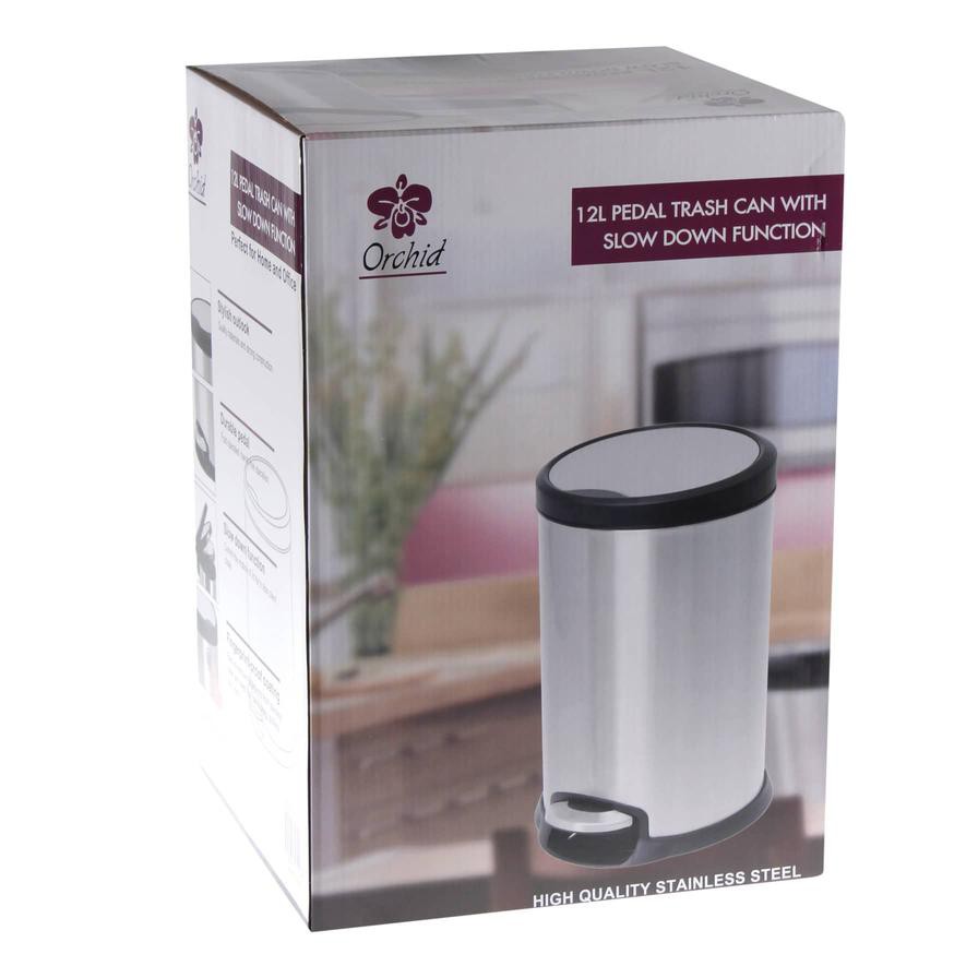 Orchid Stainless Steel Pedal Dustbin (12 L, 23.8 x 36.9 x 36.1 cm)