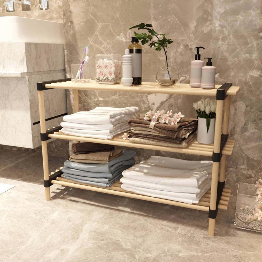 Seowood Bamboo Multi Purpose 3-Tier Modular Shelf (28 x 76 x 52 cm)