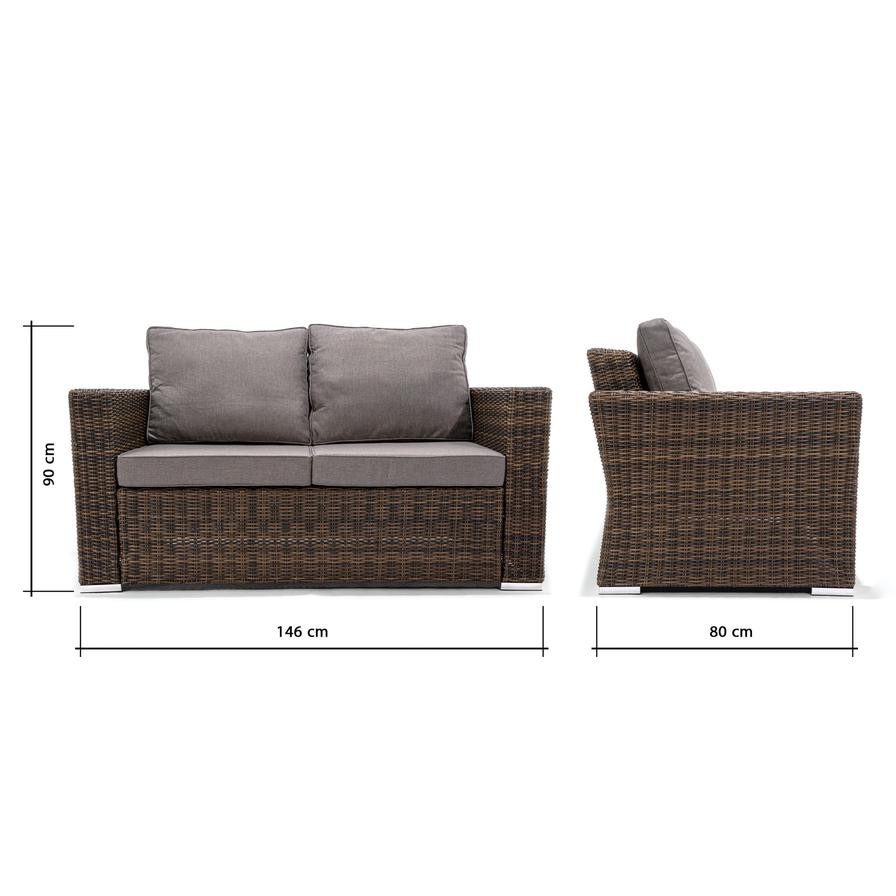 Agartha 2-Seater Rattan Sofa W/Cushions Generic (146 x 80 x 90 cm)