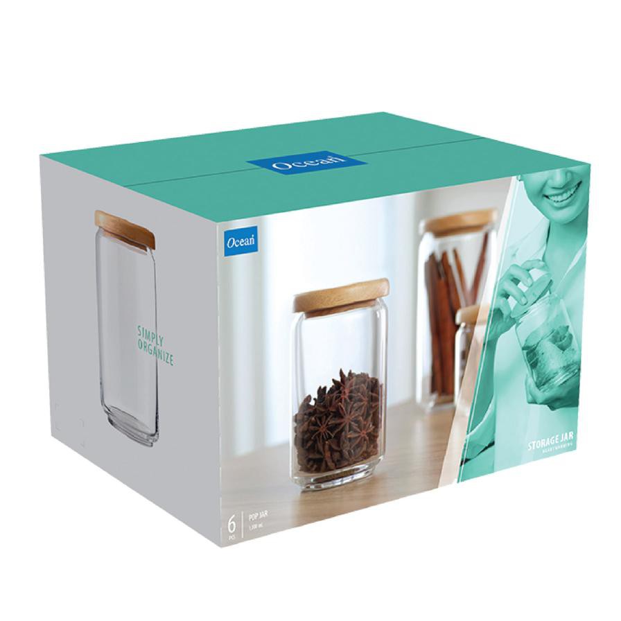 Ocean Wooden Pop Jar Set (1 L, 6 Pc.)