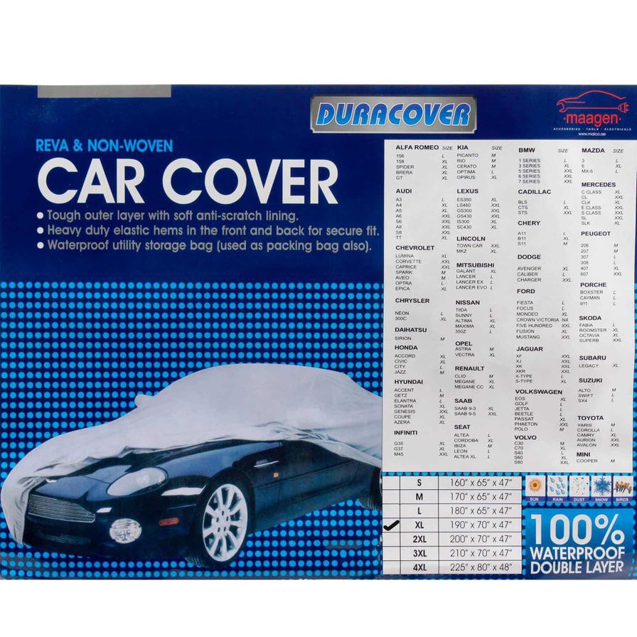 Duracover PEVA & Non-Woven Anti-Scratch Car Cover (XL, 482.6 x 177.8 x 119.4 cm)