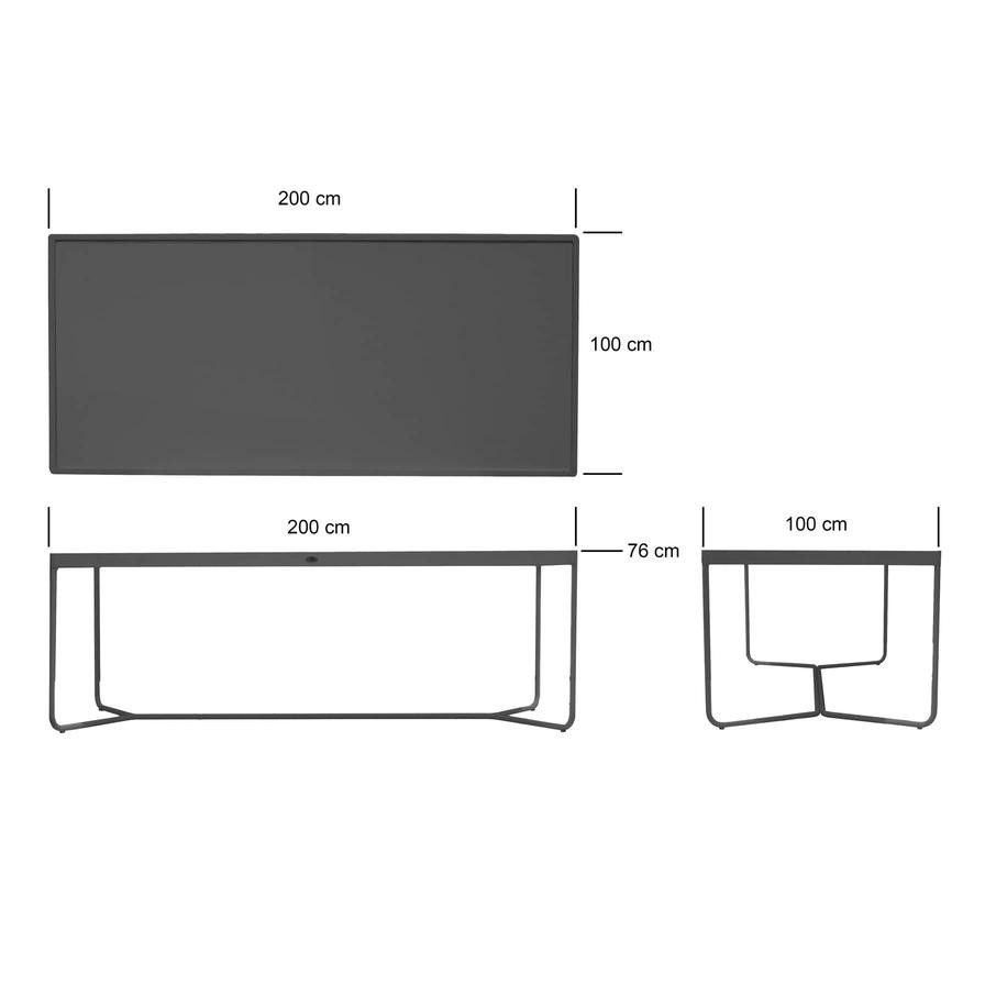 Tuscany Aluminum Frame & Glass Top Rectangle Dining Table Skyline (200 x 100 x 76 cm, White)