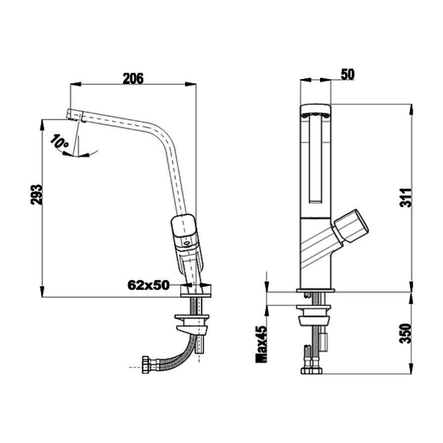 Teka Single Lever Kitchen Tap, ICO 915 Titanium