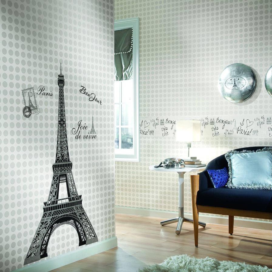 RoomMates Glow, Peel & Stick Eiffel Tower Giant Wall Decal Set (82.5 x 142 cm, 13 pcs)