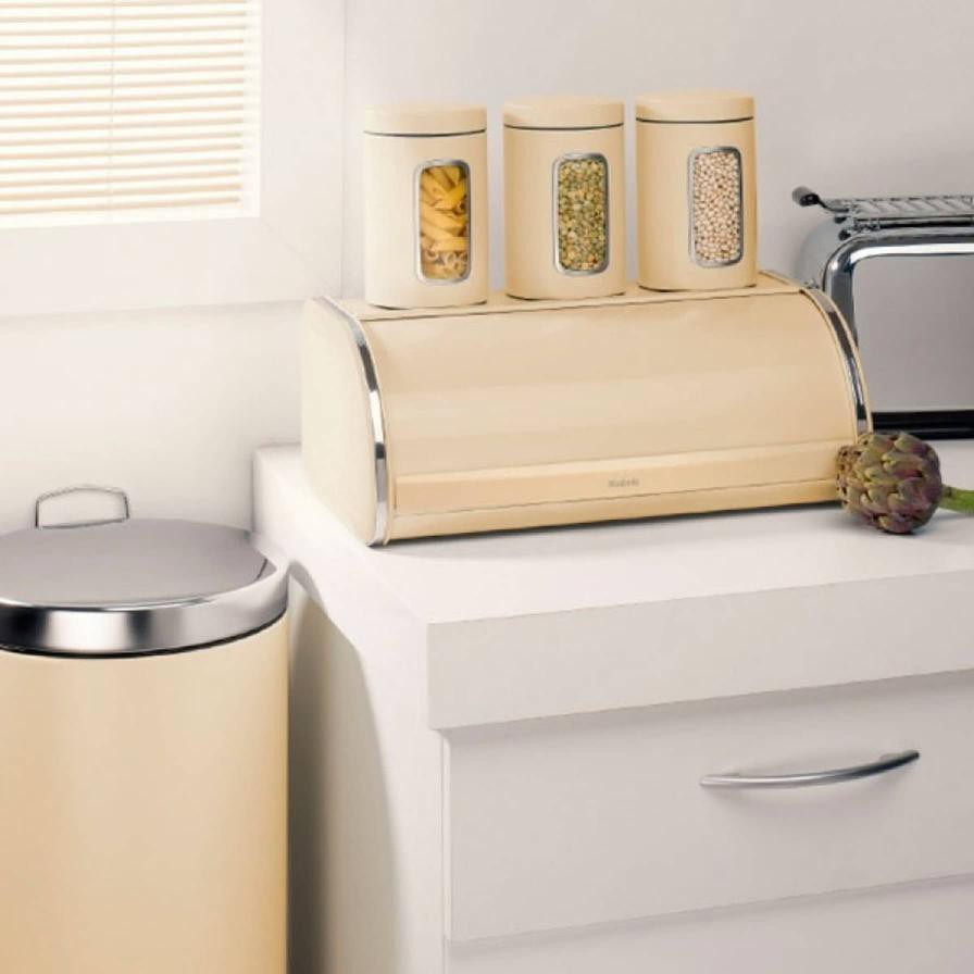 Brabantia Roll Top Metal Bread Bin (17.5 x 44.5 cm, Beige)