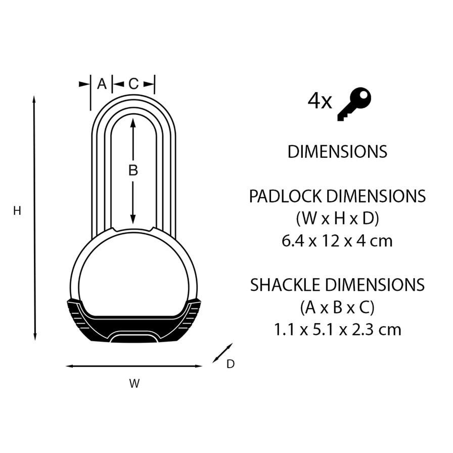 Master Lock Steel Heavy Duty Padlock W/Keys (6.4 x 12 x 3 cm)