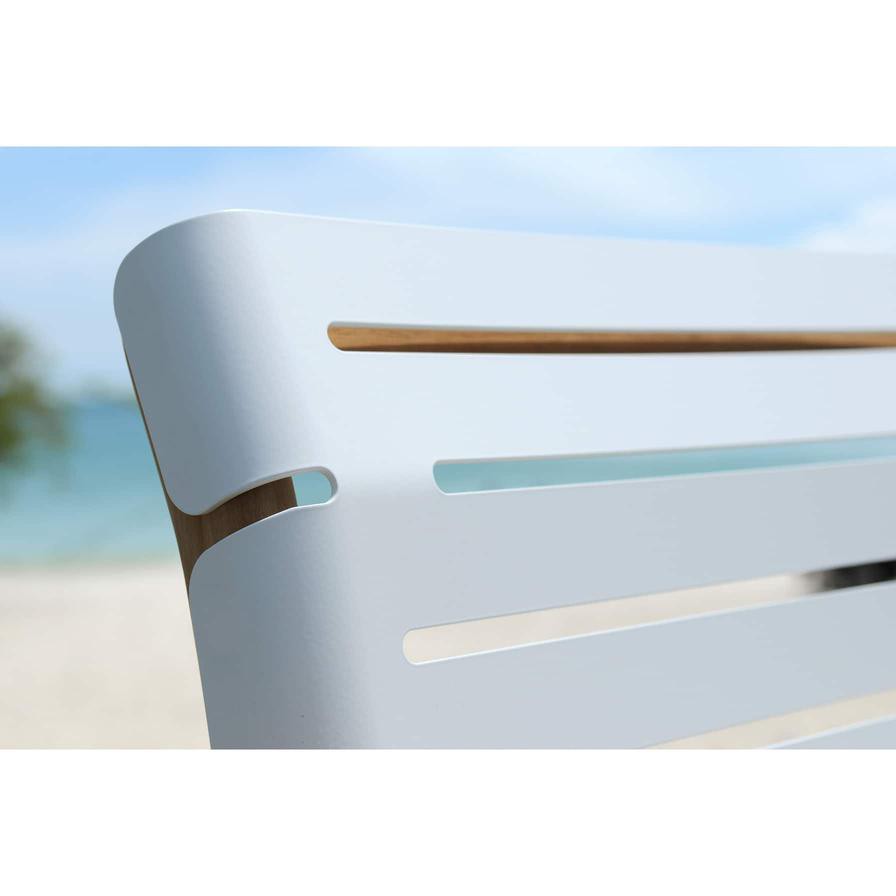 AT800 Aluminum & Teak Wood Dining Side Chair Maiori (100 x 45 x 83 cm, White & Natural)