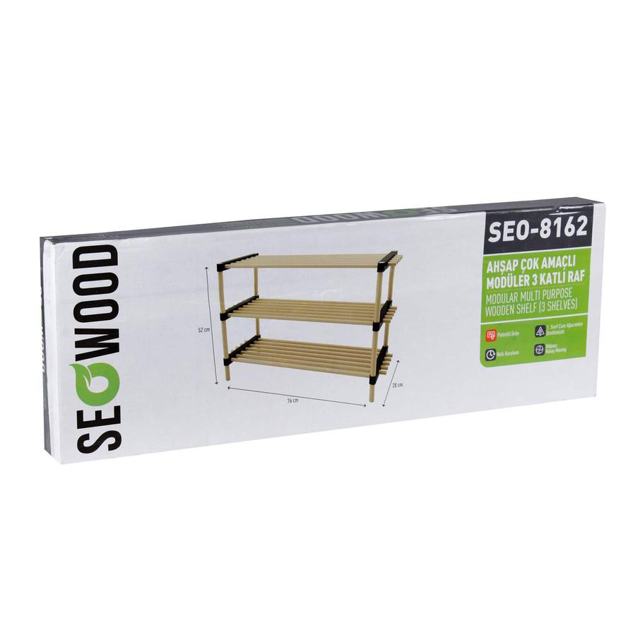 Seowood Bamboo Multi Purpose 3-Tier Modular Shelf (28 x 76 x 52 cm)