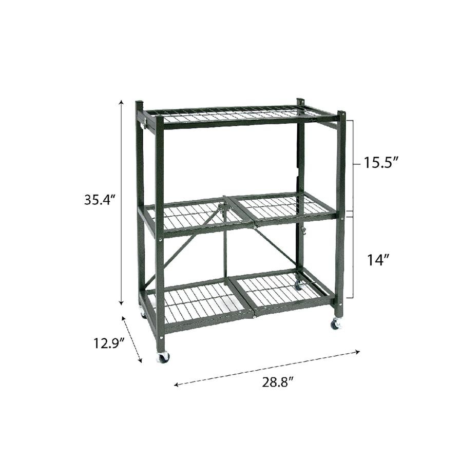 Origami Metal 3-Tier Storage Shelf W/Wheels (32.7 x 73 x 90 cm)