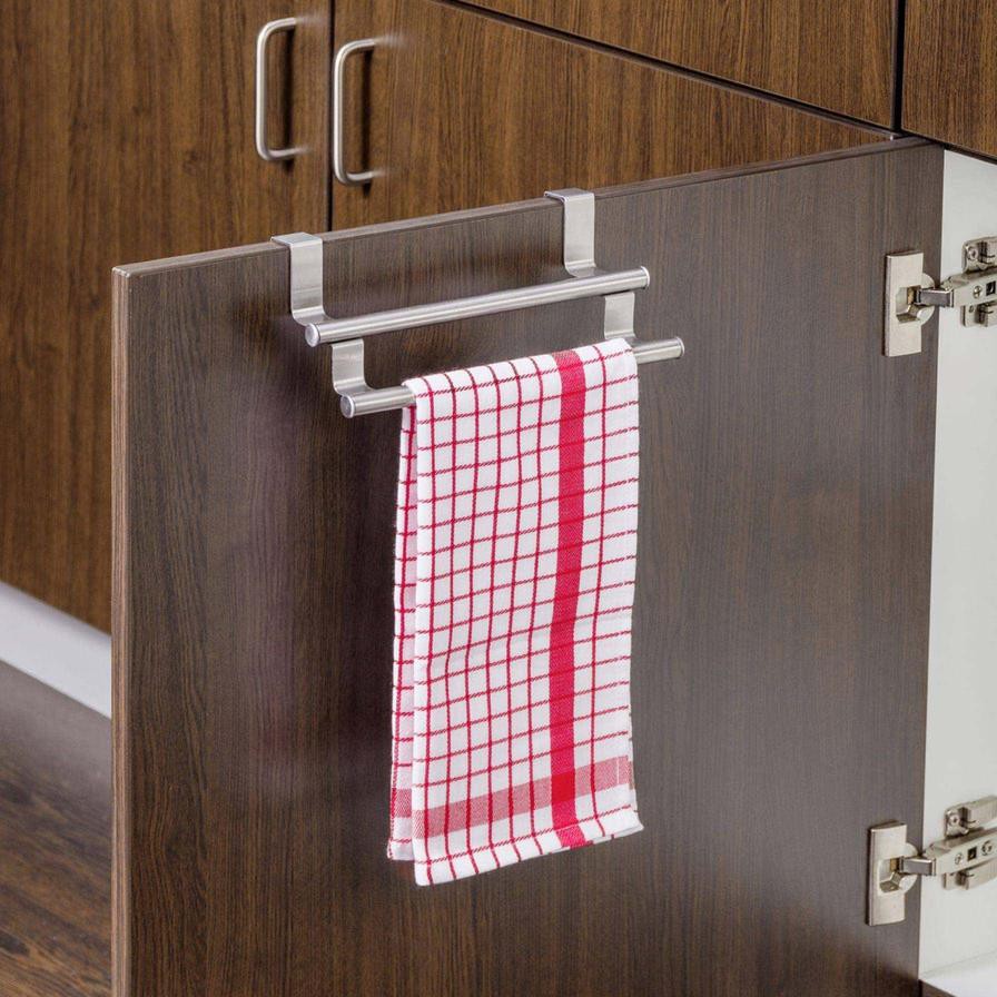 Wenko Stainless Steel Overdoor Twin Towel Rail (23.5 x 11 x 9 cm)