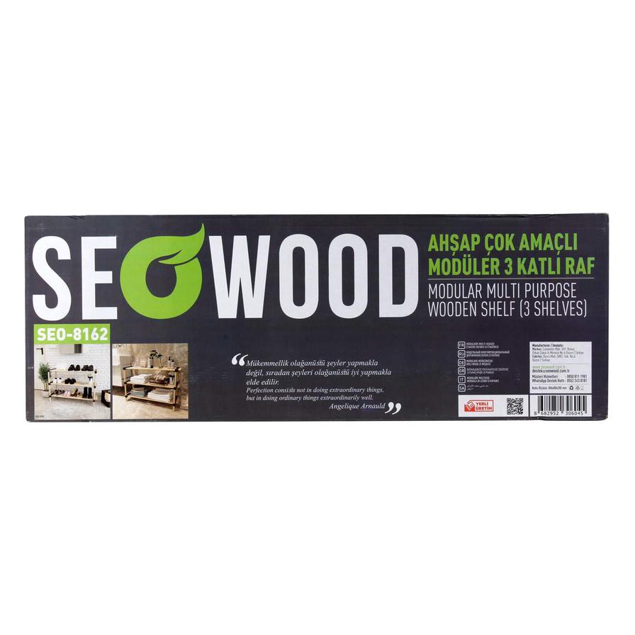 Seowood Bamboo Multi Purpose 3-Tier Modular Shelf (28 x 76 x 52 cm)