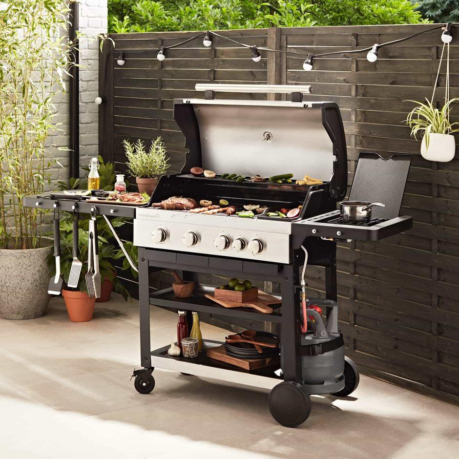 GoodHome Owsley 4-Burner Gas BBQ W/1 Side Burner