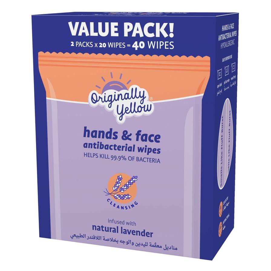 Originally Yellow Hand & Face Wipes Pack (Natural Lavender, 2 Pc.)