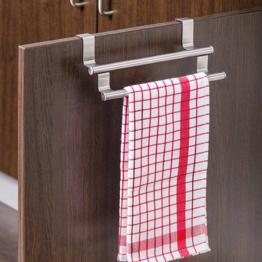 Wenko Stainless Steel Overdoor Twin Towel Rail (23.5 x 11 x 9 cm)