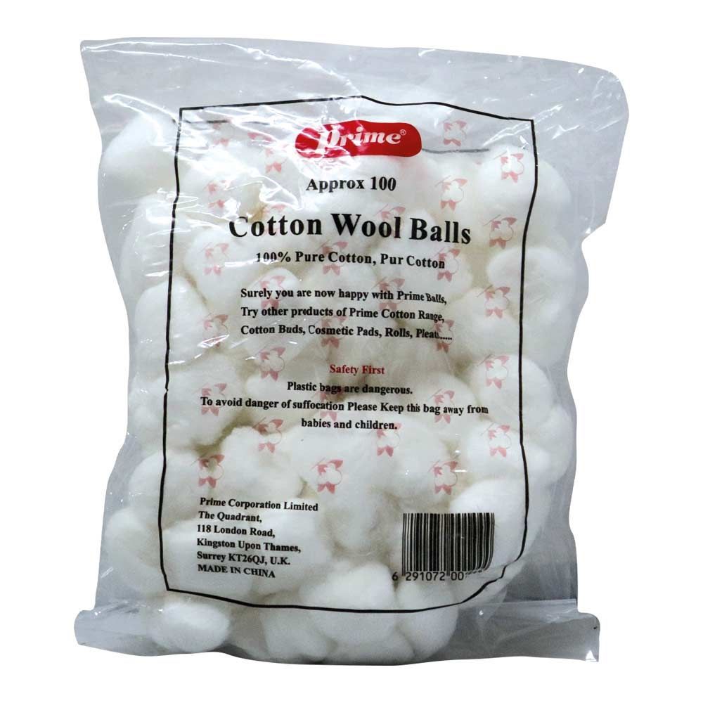 Prime Cotton Wool Balls 100&#039;s