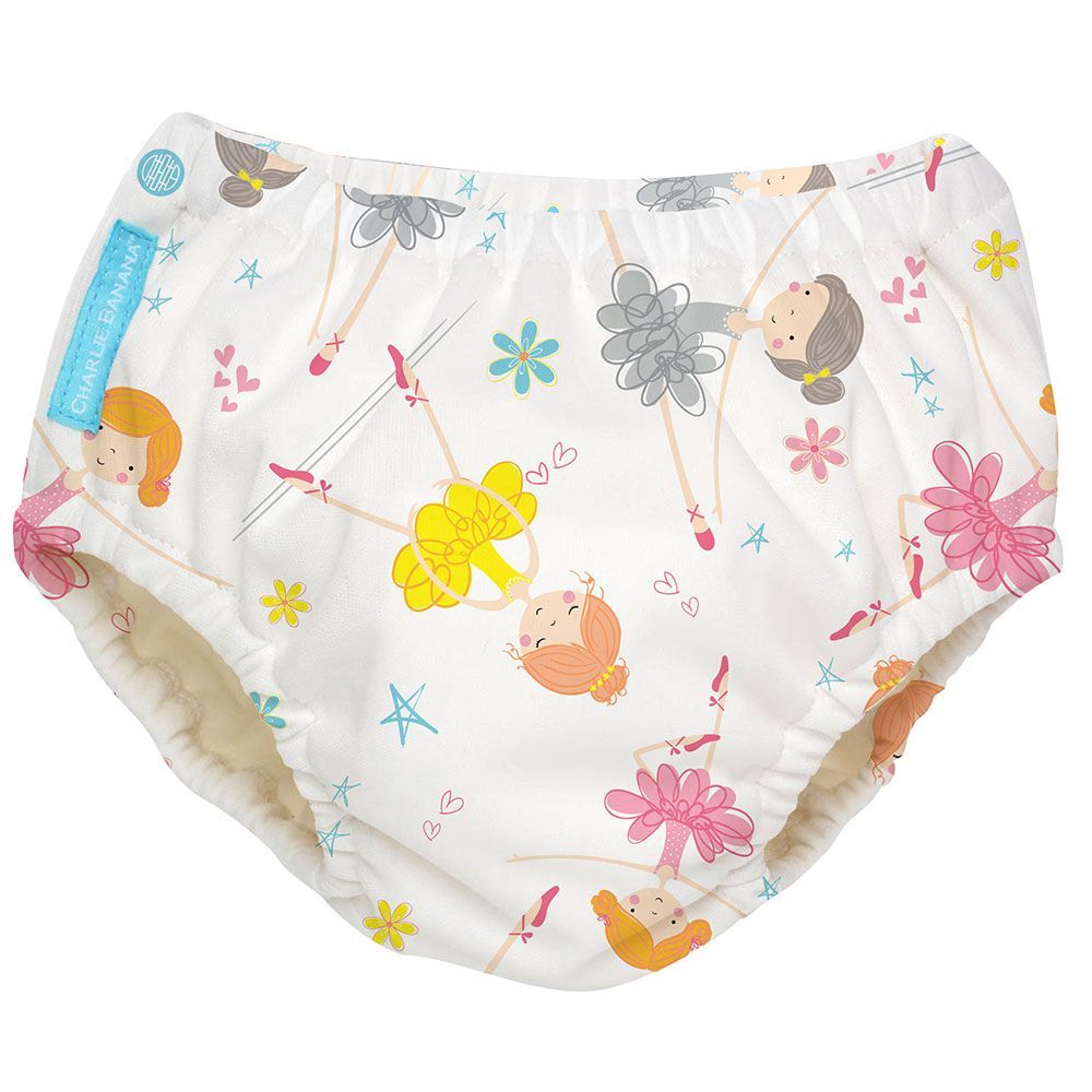 Charlie Banana 2-in-1 Reusable Swim Diaper Training Pants Diva Ballerina Medium 1&#039;s 888964