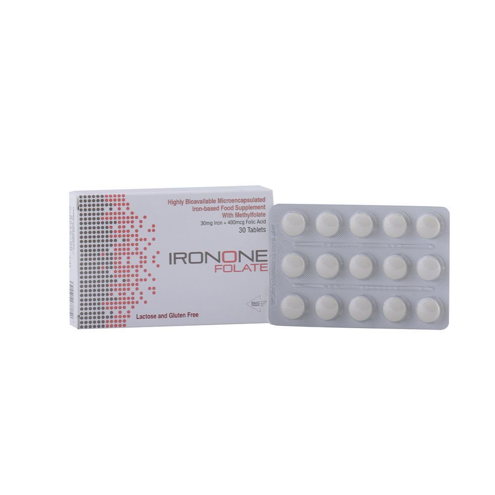 Ironone Folate Iron And Folic Acid Tablets 30&#039;s