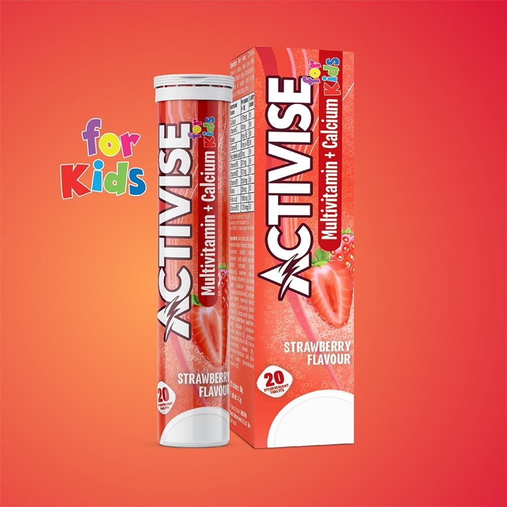 Activise Kids Multivitamin + Calcium Strawberry  Effervescent Tablet 20&#039;s