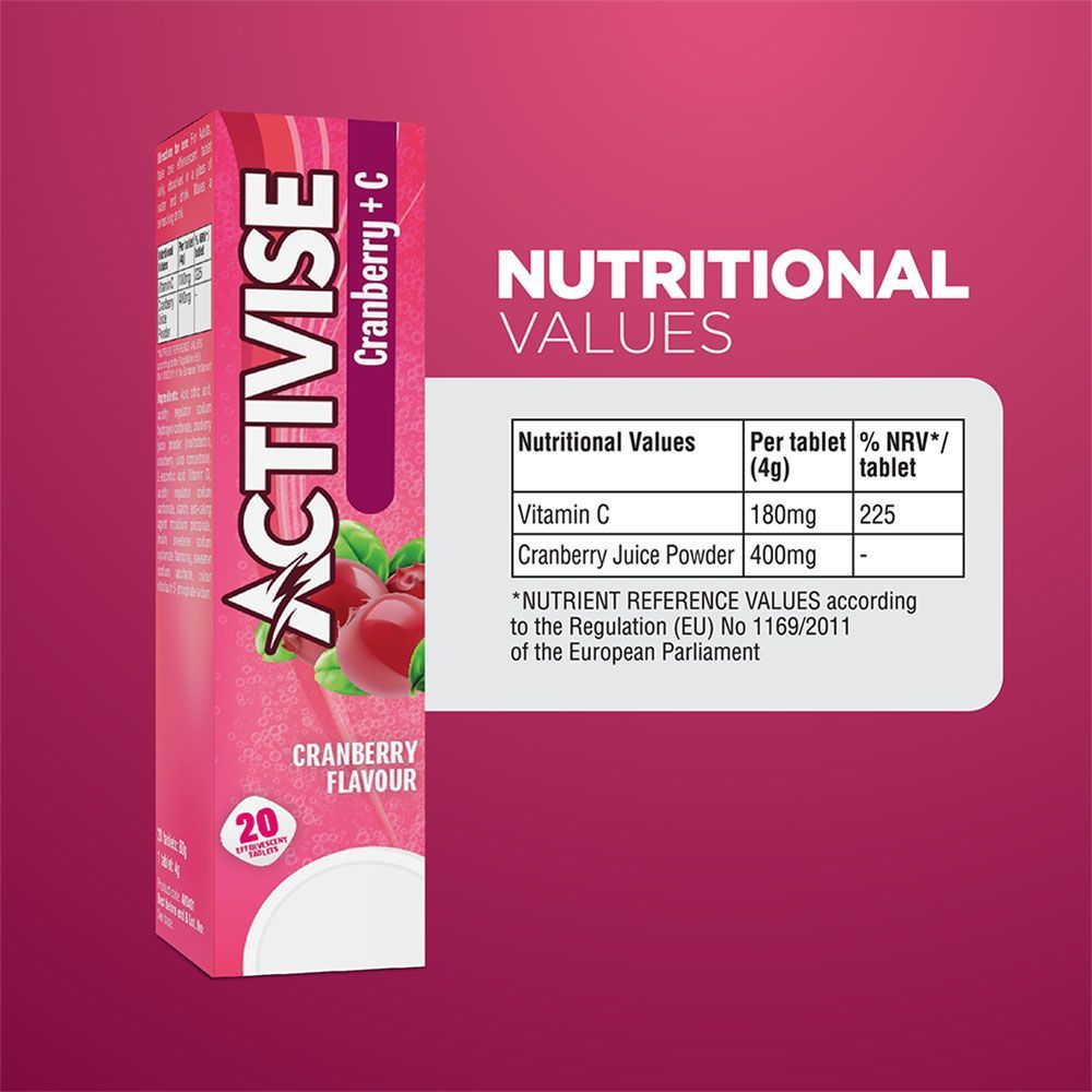 Activise Cranberry + Vitamin C Effervescent Tablet 20&#039;s