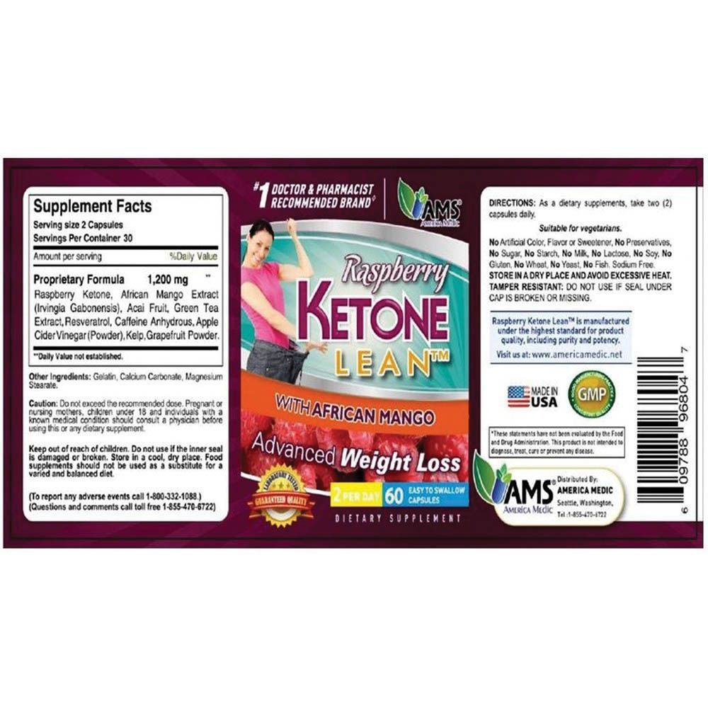 AMS Raspberry Ketone Lean With Garcinia Capsules 60&#039;s