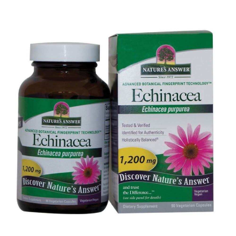 Nature&#039;s Answer Echinacea Herb 1200 mg Vegetarian Capsules 90&#039;s