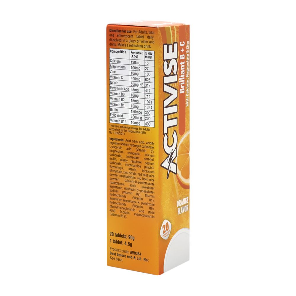 Activise Brilliant B + Vitamin C Effervescent Tablets 20&#039;s