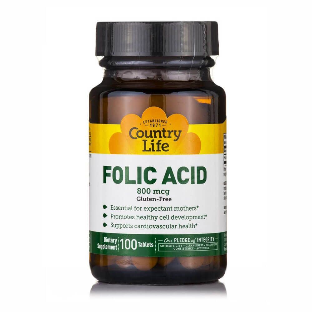 Country Life Folic Acid 800 mcg Tablets 100&#039;s