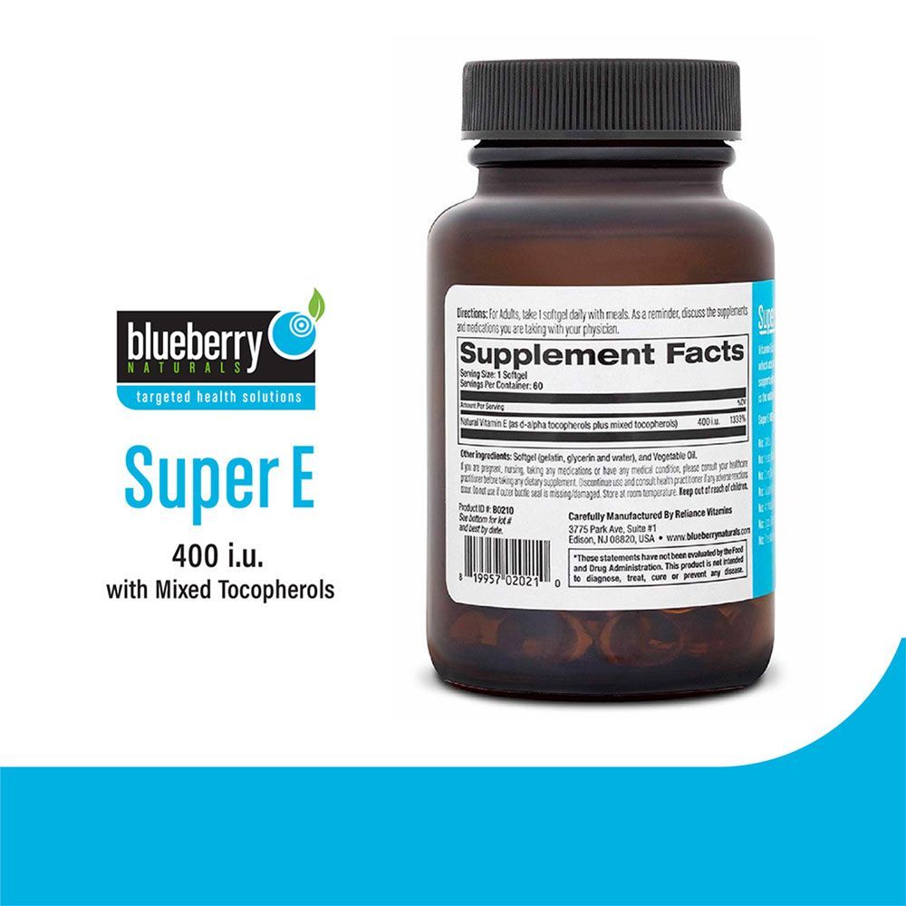 Blueberry Naturals Super E 400IU Softgels 60&#039;s B0210