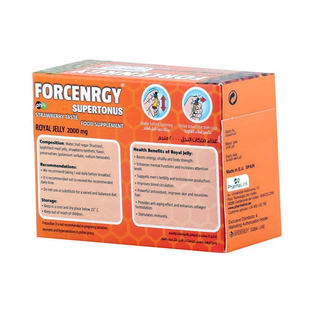 Forcenrgy Supertonus قارورة شرب بالفراولة 10 مل 10 علب