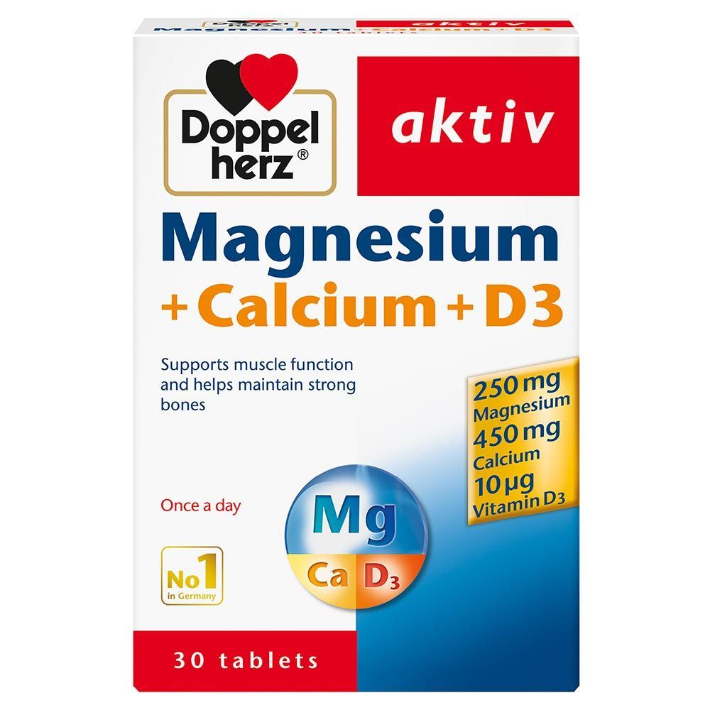 Doppelherz aktiv Magnesium + Calcium + D3 Tablets 30 قرصًا