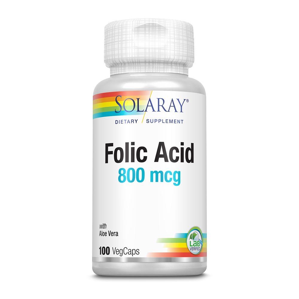 Solaray Folic Acid 800 mcg Veg Capsules 100&#039;s