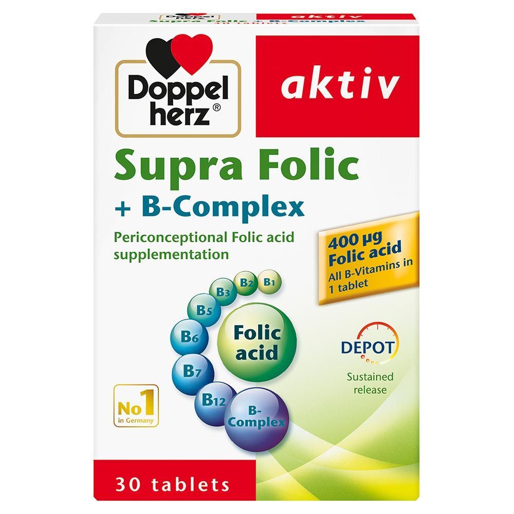 Doppelherz aktiv Supra Folic + B-Complex Tablets 30&#039;s