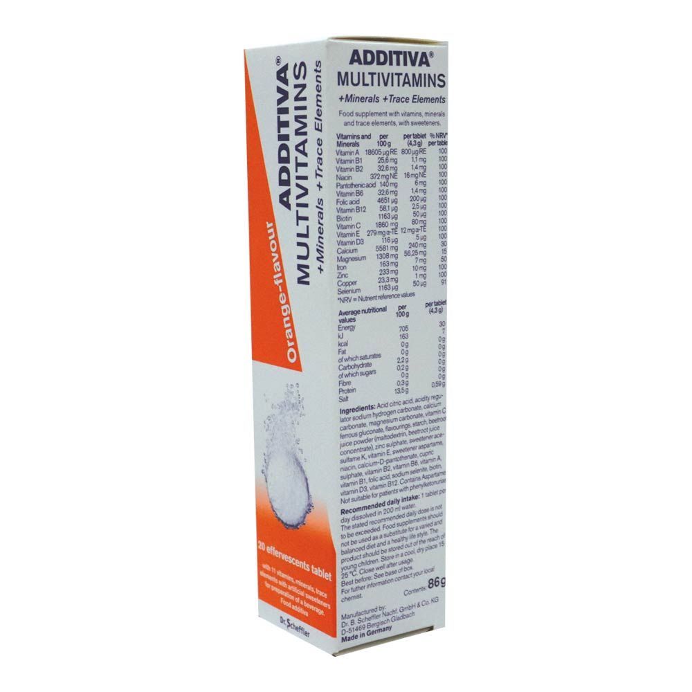 Additiva Multivitamins + Minerals + Trace Elements Orange Effervescent Tablets 20&#039;s